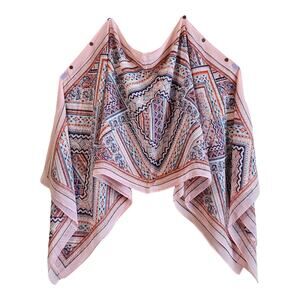 CROSSTREE LANE Women One Size Poncho Scarf Top Bohemian Sheer Buttons $108 NEW